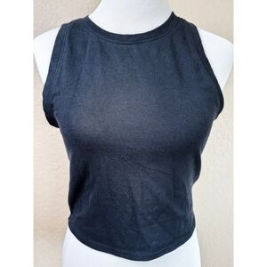 Prana Womens Black High Neck Crop Tank Top Size XL Sleeveless Activewear